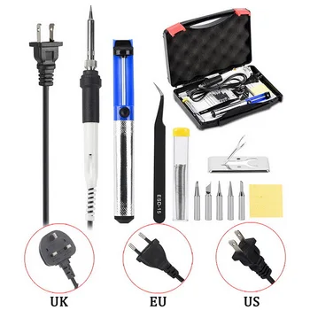 

Adjustable Temperature LCD Solder Welding Tools Ceramic Heater Soldering Tips Desoldering Pump 220V 80W Soldering Iron Kit