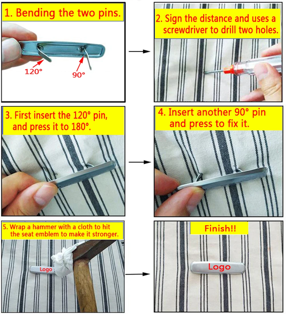 3D Metal RECARO Logo Car Emblem Seat Clips Set of 2 Stealth Car