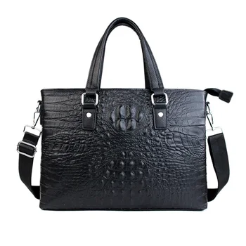 

Genuine Cowhide Leather Men's Briefcase Business Handbag Luxury Designer Alligator Pattern Shouler Bag Male Shoulder Purse Bolsa