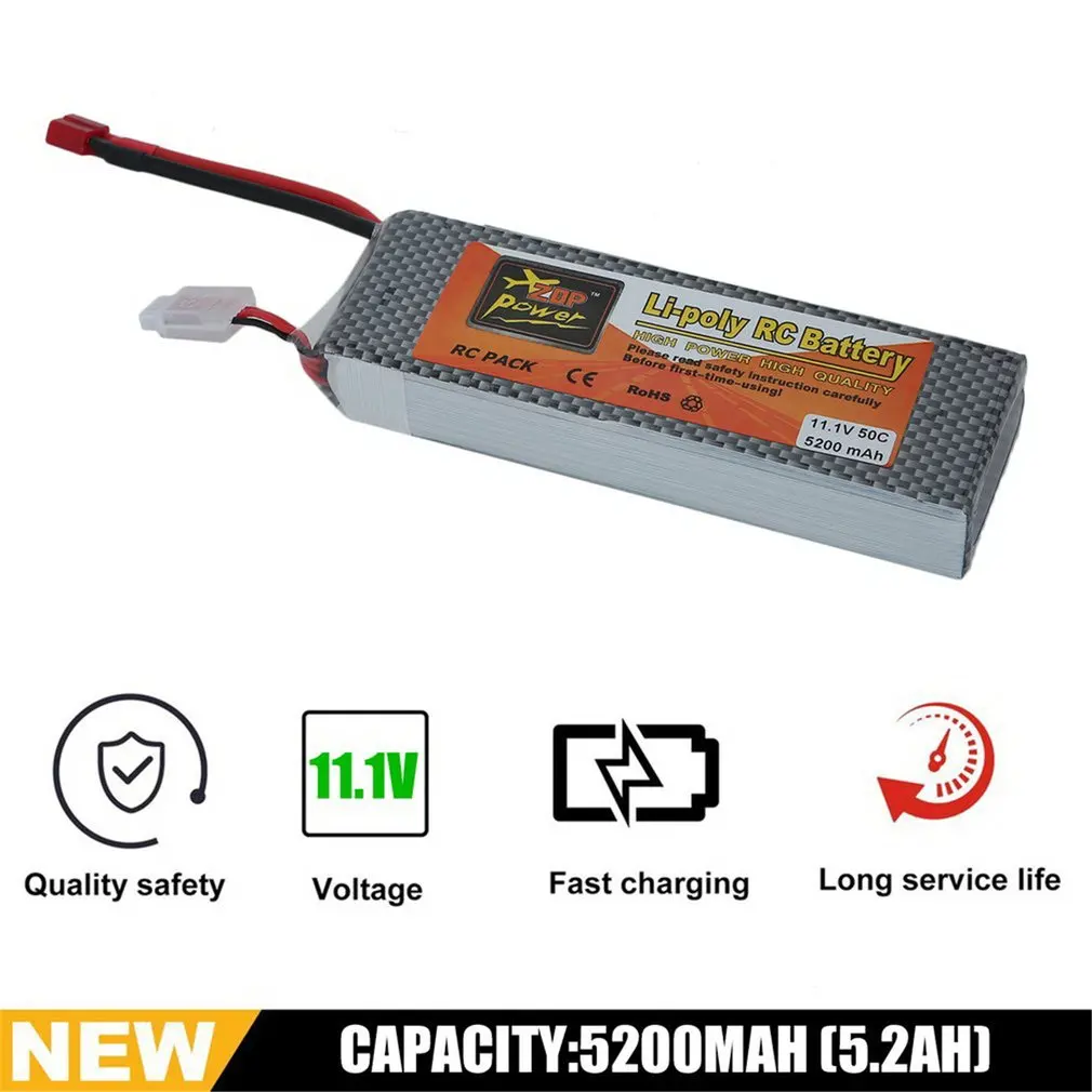 

ZOP Power 5200MAH 11.1V 50C/50C*2 T Plug Lipo Battery Rechargeable Battery for RC Racing Drone Aircraft Helicopter Car Boat