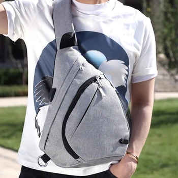 

USB Charging Bag Men Chest Bag Cross-Border Reflective School Shoulder Bag Diagonal Package Messenger Travel Crossbody Bag Men