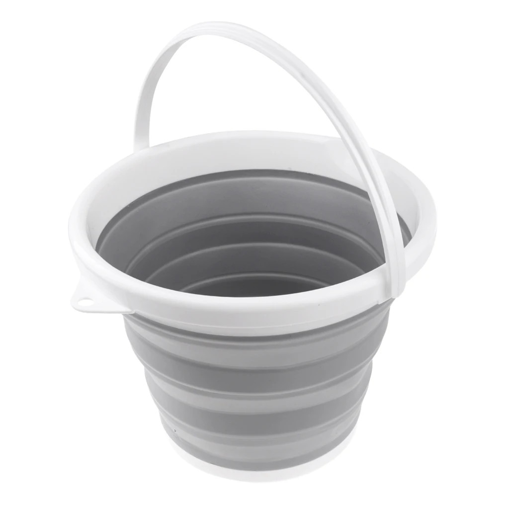 

10L Folding Collapsible Silicone Bucket Outdoor Barrel Camping Hiking Gray