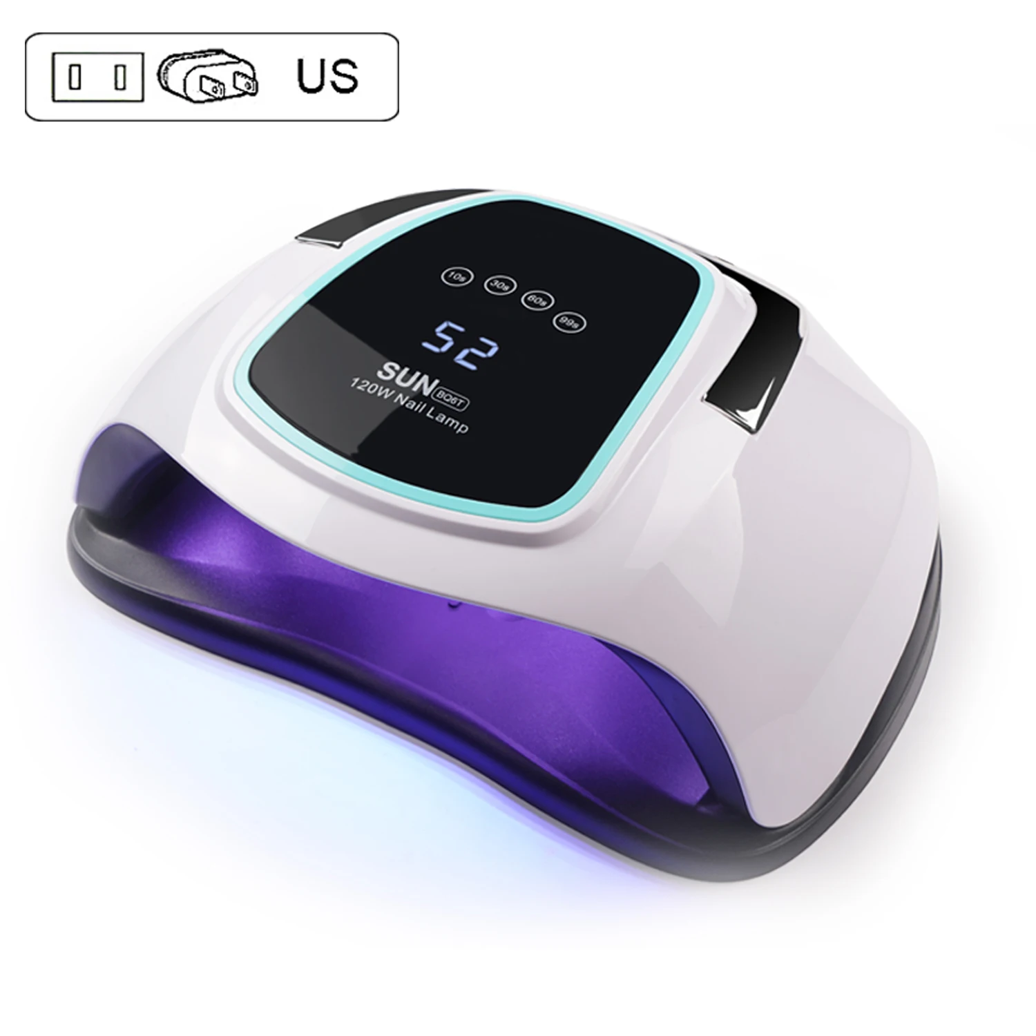 SUN BQ6T 72W Nail Lamp Drying for Gel Varnish UV LED Lamp for Nails Dryer Drying for Manicure Gel LCD Screen Nail Dryer - Color: US Plug