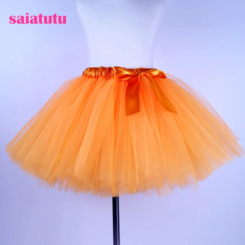 Детская фатиновая юбка-пачка для девочек; Цвет сапфировый, королевский синий; костюм для малышей; бальное платье; вечерние, танцевальные, Свадебные короткие юбки-американки - Цвет: Оранжевый