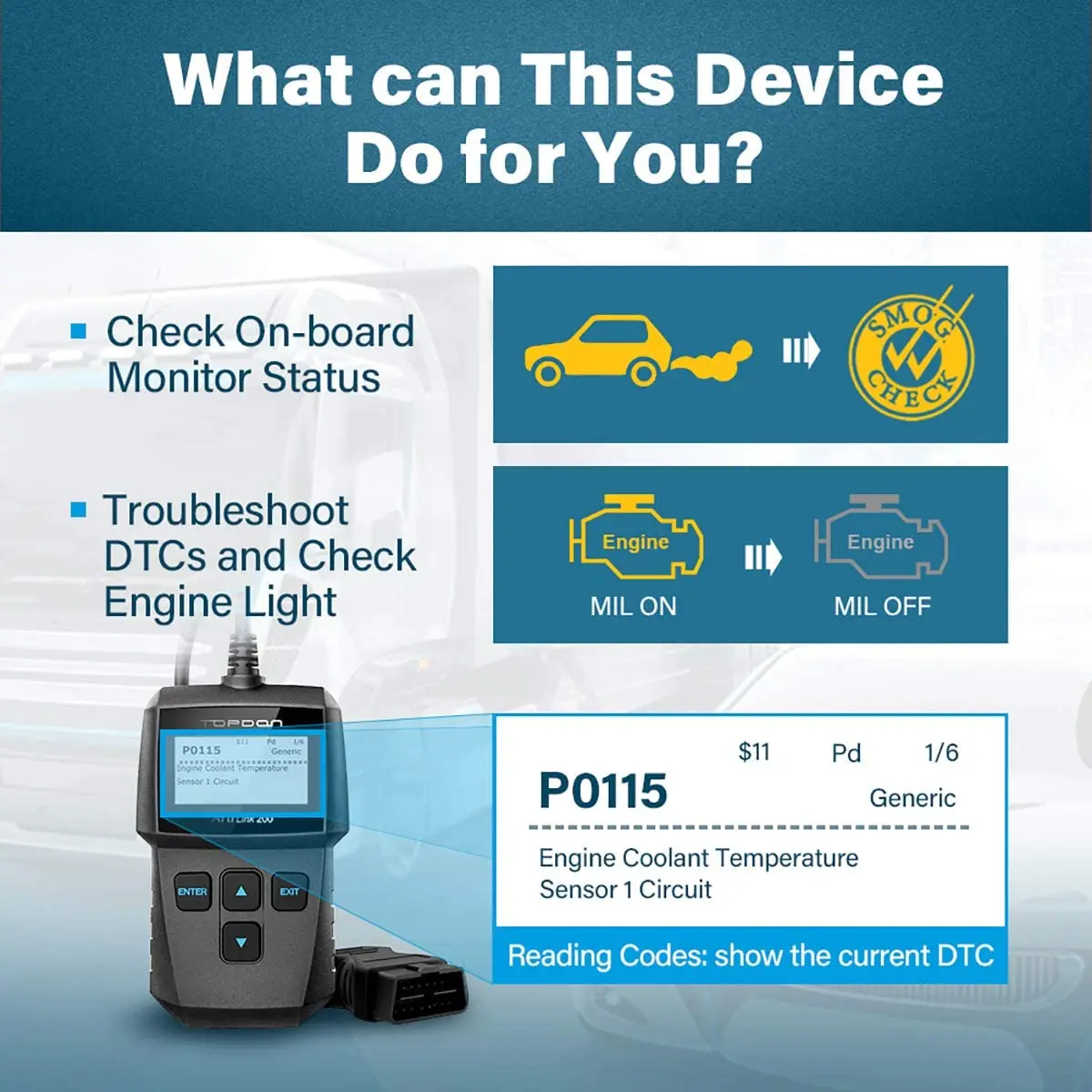 Автомобильный считыватель кодов TOPDON Artilink200 OBDII OBD2 сканер автомобильный