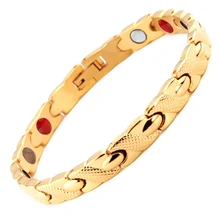 38 Полный Золотой Цвет 5в1 Магнитный Био Магнит терапия Браслет 316L нержавеющая сталь звено цепи здоровые ювелирные изделия для мужчин и женщин