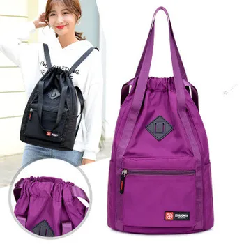 

2020 New cow nose nylon original backpack women's casual waterproof ladies beam mouth drawstring shoulder bag