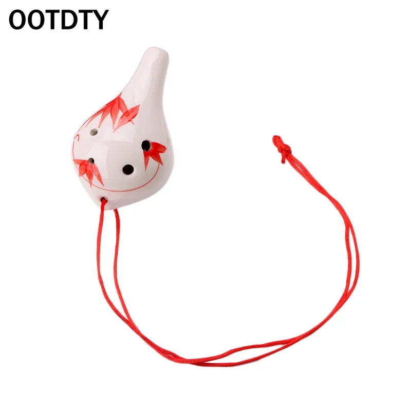 Красный OOTDTY Профессиональный 6 отверстий ocarina керамический альт AC ключ флейта музыкальный инструмент - Цвет: Красный