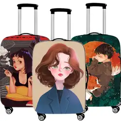 Милый мультфильм девушка водонепроницаемый чемодан защитный чехол креативный плотный эластичный чехол для чемодана 18-32 дюймов аксессуары