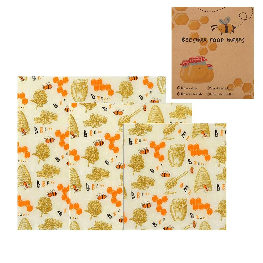 3Pcs Honeycomb 6/3 шт многоразовые пчелиный воск обертывание сэндвич и пищевая обертка моющиеся экологически чистые нарезаемые Уплотнения Хранения закуска Еда фрукты обертывание с сеткой - Цвет: 3Pcs Honeycomb