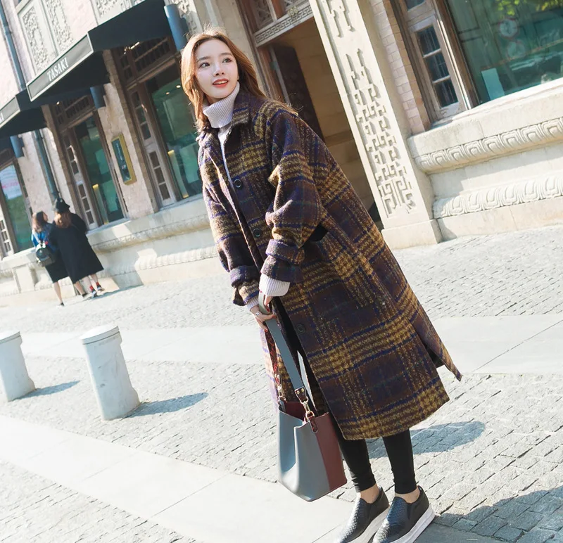 

Photo Shoot Cocoon Mid-length Woolen Jacket Women's Winter Style 2017 Korean-style New Style Loose-Fit over-the-Knee Students Pl