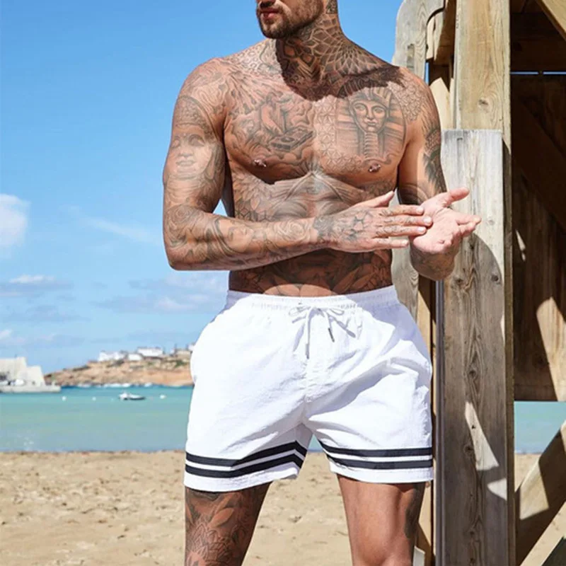 

Summer Beach shorts man footbal shorts male run shorts stripe shorts Quick Dry Running Breathable gym short bodybuilding shorts