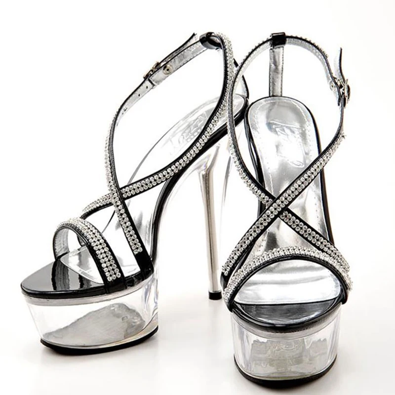 Platform Crystal Sandals 15cm Clear High Heels Transparent Women Summer Shoes Gladiator Fashion Fenty Beauty Party Ladies Shoes