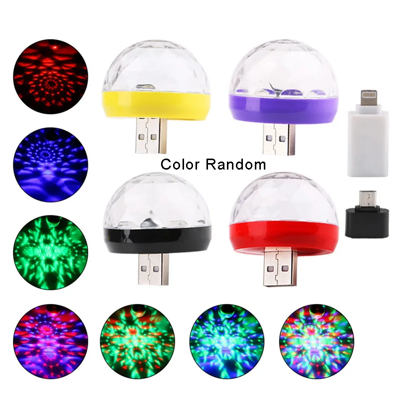 Usb диско шар RGB светодиодный светильник сценический маленький магический шар Светильник Красочные Волшебные лампочки Авто вращающийся сценический светильник DJ Клубные вечерние светодиодный светильник