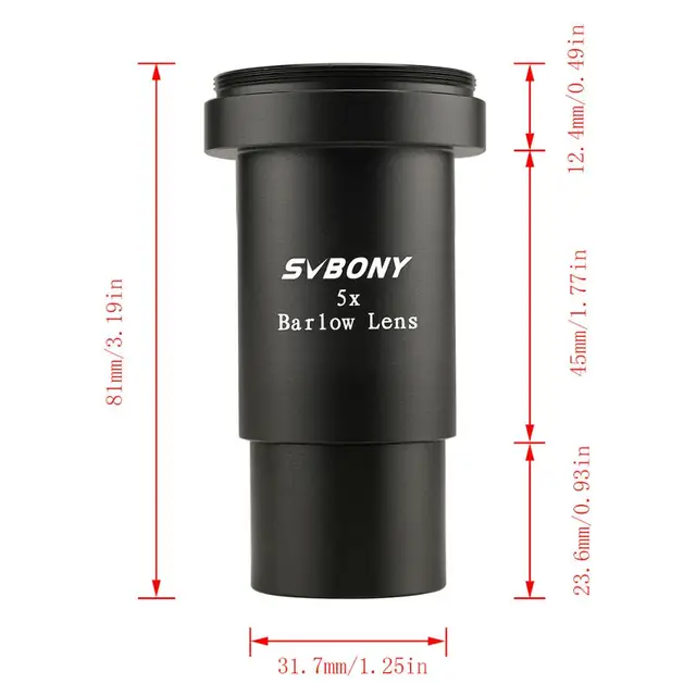 Barlow Lens SVBONY 5x - 3 thành phần