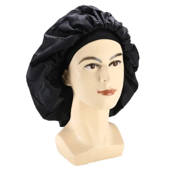 

Big Size Salon Hair Cap Satin Bannet Cap Sleep Night Cap Head Cover Bonnet Hat for For Curly Springy Beauty Hair Care Cap