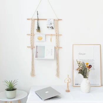 

Macrame Wall Hanging Europe Porch Shelf Bohemia Wall Decoration Hand-woven Tapestry Wall Hanging Macrame Farmhouse Decor