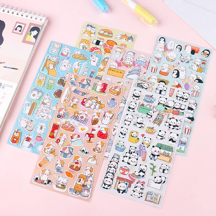 Kawaii Cartoon Animal Graffiti Deca Stickers For Phone Laptop Diary Stationery Journal Scrapbook Hand Book Album Supplies