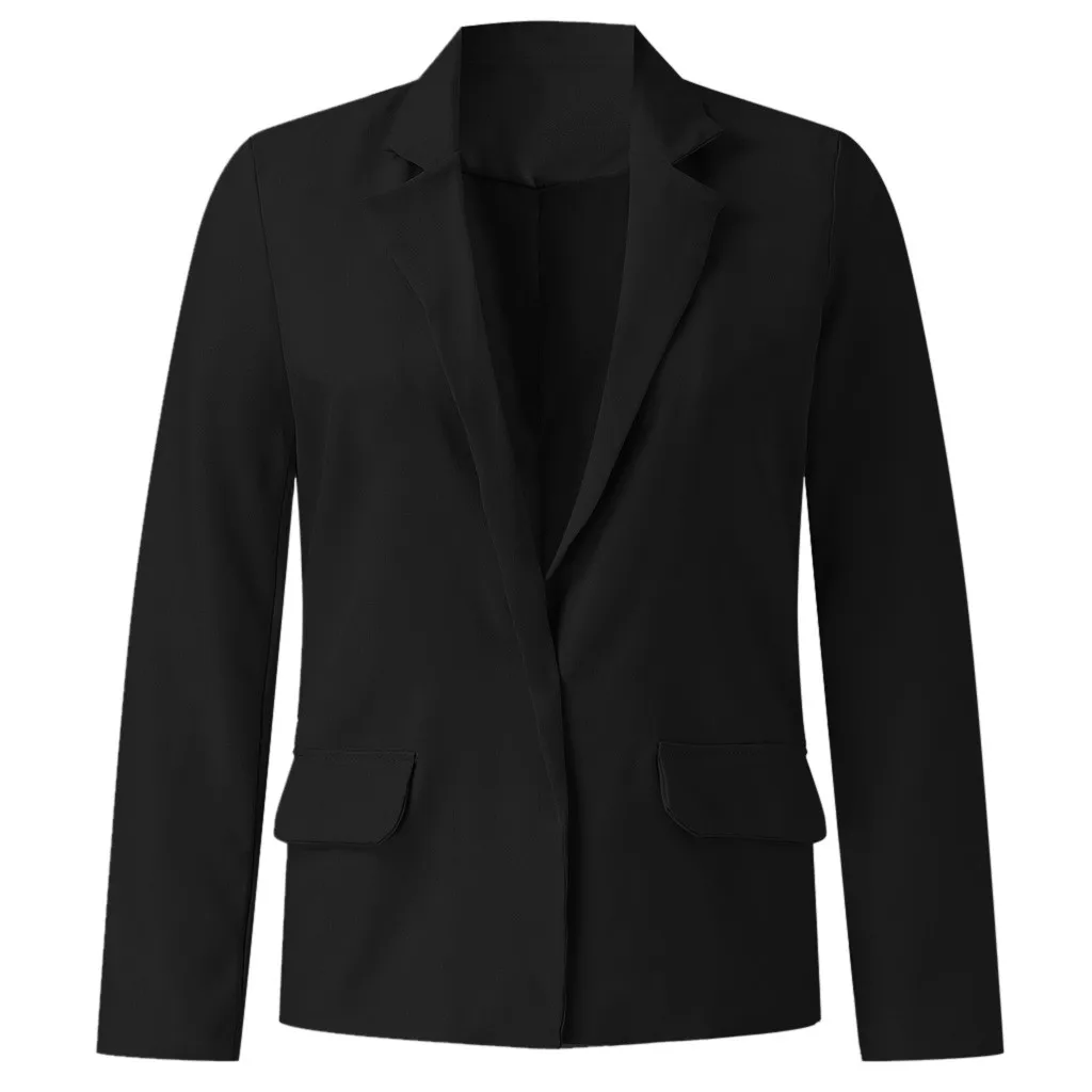 Женский блейзер, куртка, однотонный, элегантный, тонкий, пиджак, для офиса, для девушек, верхняя одежда, открытая стежка, женский, Повседневный, шикарный, топы, поддельный карман, 19Sep