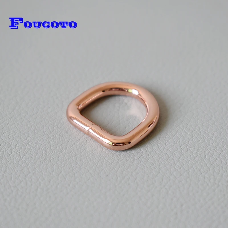 

Retail Rose Gold Metal Non-Welded D Ring For 15mm Webbing Dog Collar Adjustable Buckles Backpacks Straps Bags Diy Dog Collar