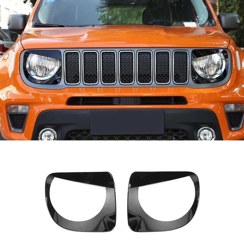 

Headlight Cover Front Head Light Lamp Trim Angry Bird Headlight Protector for Jeep Renegade 2019 2Pcs Black