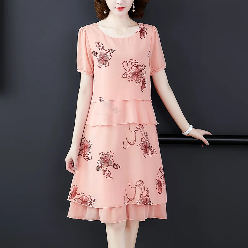 

WOMEN'S Dress Elegant Embroidered Chiffon Blouse Tops Skirt Embroidery Two-Piece Set Summer Dress 2019 New Style