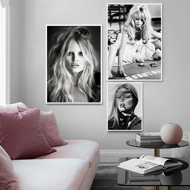 Brigitte Bardot Французский модный постер черно белая известная модель фото картина