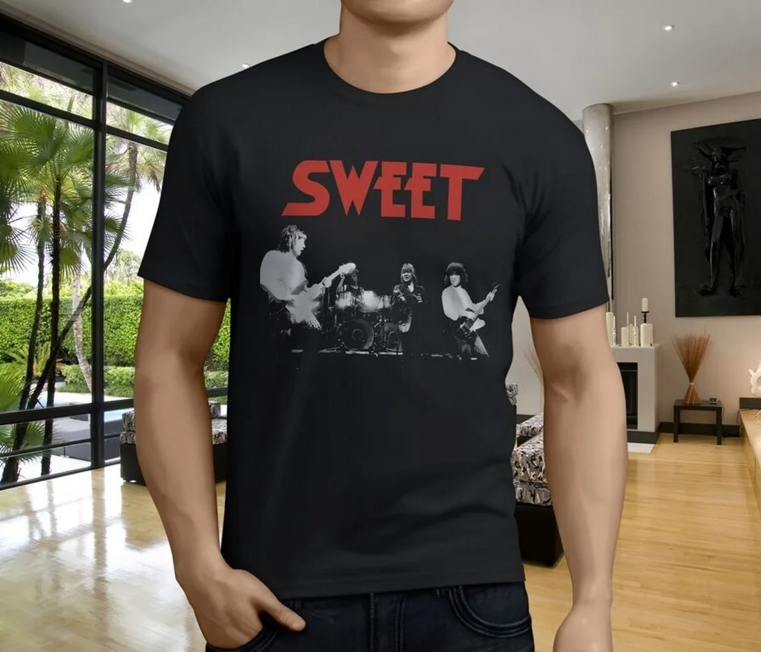 Популярная новинка мужские черные топы HE SWEET BAND Glam классические футболки