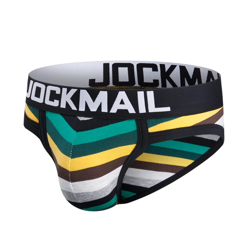 JOCKMAIL 3PCS/Pack Men Briefs Underwear Cotton Mens Rainbow Stripe Underwear Briefs Comfortable Underpants