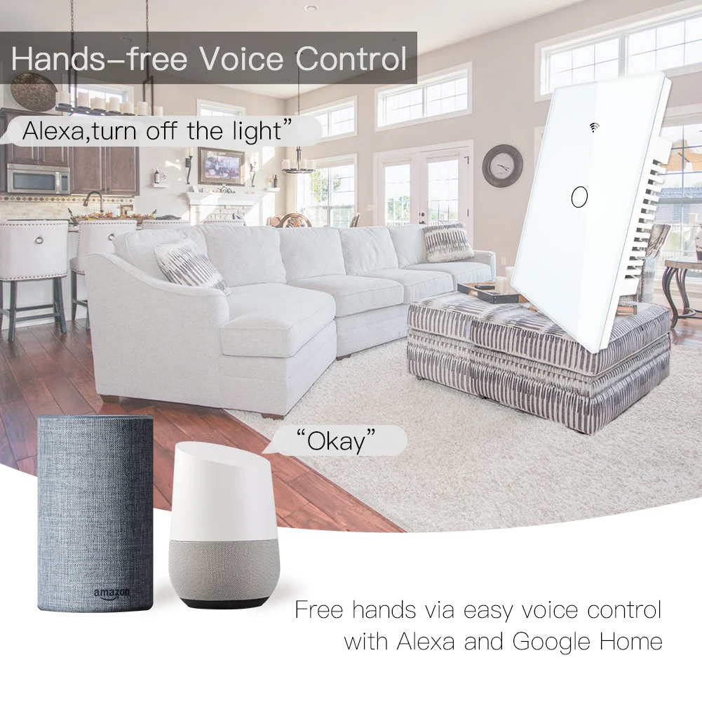  Smart Wall Light Switch Glass Panel RF433&Wi-Fi US Smart Life Tuya APP Remote Control Works With Al - 4000104021881
