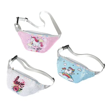 

2019 Sequins Printing Unicorn Waist Bag For Women New Fashion Fanny Packs Girls Shoulder Bag Travel Mobile Phone Bags