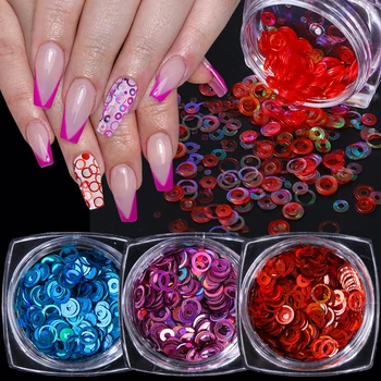 

1 Box Mix Sizes Colorful Bubble Nail Glitter Holo Round Circle Sequins DIY Nail Art Paillette Decorations Manicure LYPPQ01-10