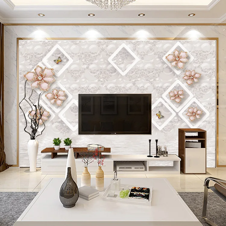 

TV Backdrop European Style Wallpaper 5D Minimalist Modern Living Room Solid Color 3D Bedroom Mural Nonwoven Fabric Wall Cloth Mu