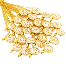 

26 Letters Bling Pacifier Clip White Background Gold Stamping Pacifier Holder Elegant Baby Dummy Clip