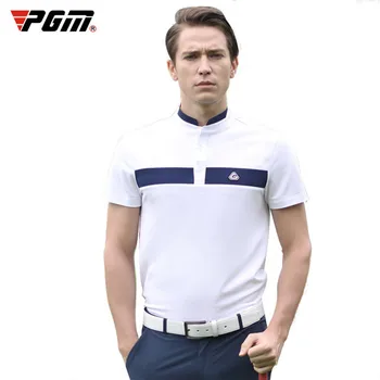 

PGM Golf Men's Stand Collar White Clothes Summer Quick-Drying Sport Short Sleeve T-shirt YF259