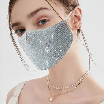 

Adjustable Ice Silk Sequins PM2.5 Masks 5 Filters Fashion Masks Can Be Change Filter 3D Face Mask Antibacterial Washable