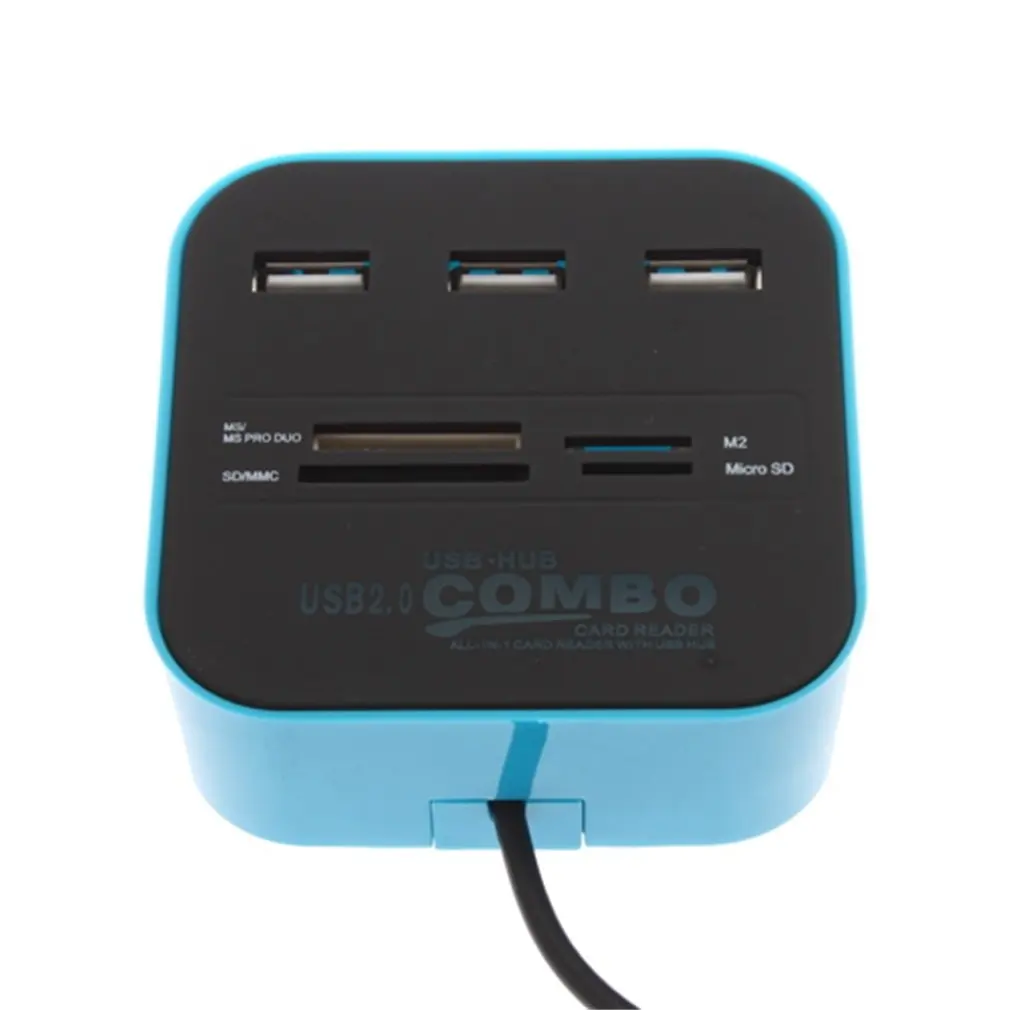 1 шт. USB 2,0 хаб комбинированный все в одном мультикардридер с 3 портами для MMC/M2/MS синий цвет C1