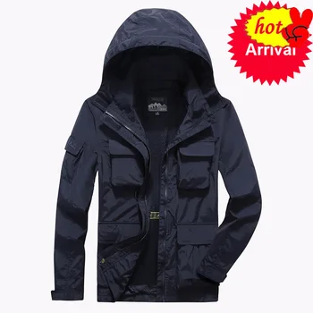 

Jackets Men's Casual Spring Autumn Outerwear Windbreaker Man Hooded Coat Multi-pocket Males Climbing Clothes Plus Size 6XL 7XL