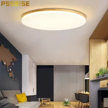 

PSSRISE Modern LED Ceiling Lights For Living Room Bedroom Led Ceiling Lamp Round Wooden Remote Dimmable Lighting Nordic