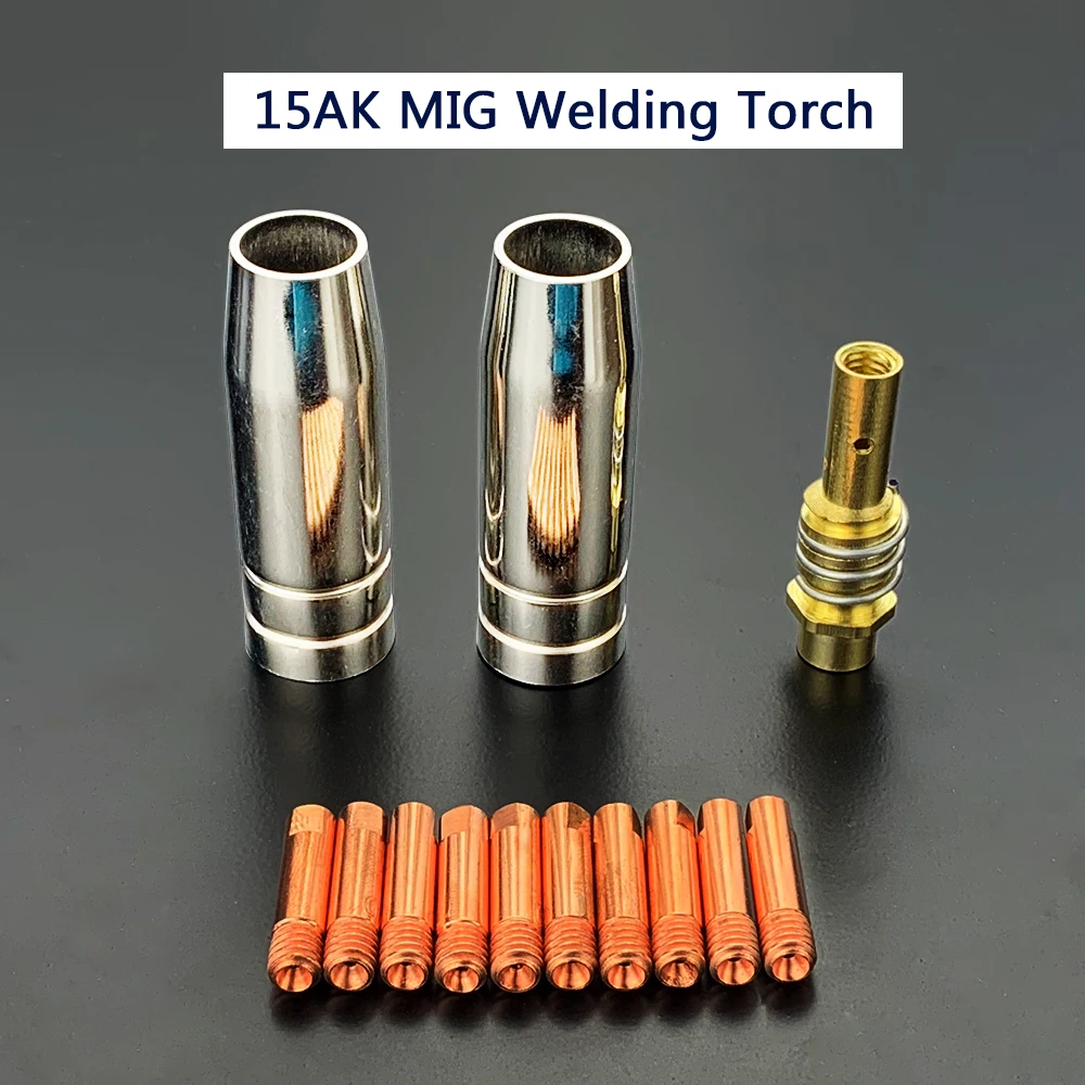 Welding Torch 13Pcs Consumable Nozzle 15AK Argon Arc 0.6/0.8/1.0/1.2mm Nozzle holder Contact Tip For 15AK MIG Welding Torch