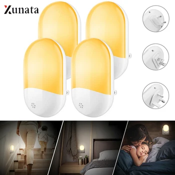 

AC100-240V LED Night Light Smart Lighting Sensor Light Soft Warm White Automatic LED Bulb Wall Plug-in Plug Dawn Sensor Light