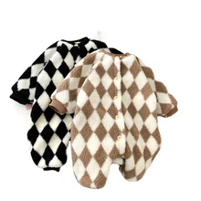 2021 Winter Newborn Clothes Boys Fashion Keep Warm Infant Girls Cute Plaid Long Sleeve Jumpsuit Romper 0-3 T