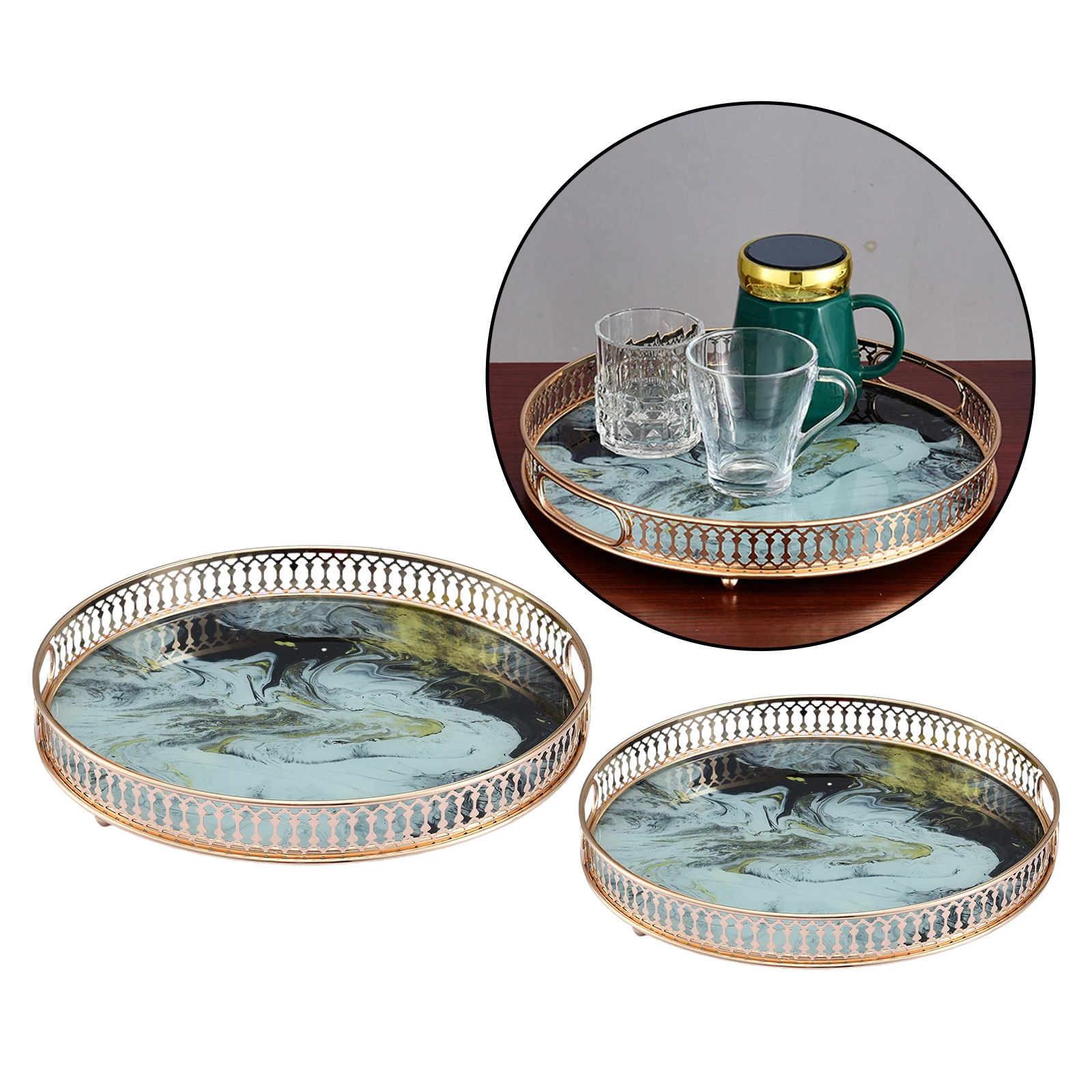 Mirror Glass Decorative Serving Tray Wedding Home Table Candle Tray for Jewelry