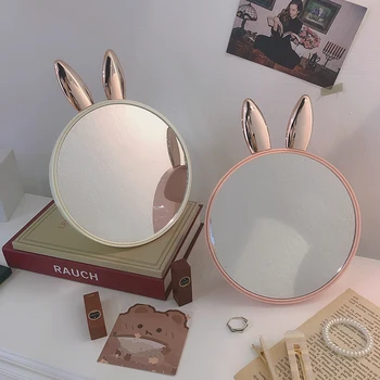Espejo de cristal Con Luz para maquillaje, caja de almacenamiento Con forma de conejo, para dormitorio