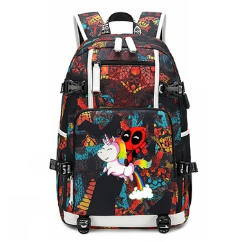 

Mochila Funny Deadpool Unicorn Backpack Women Backpack School Bags for Teenage Girls Men Laptop Backpack Large Travel Rucksack