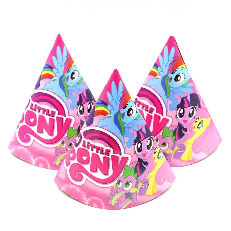 Горячая Распродажа 1 шт 108*180 см My Little Pony детский день рождения, день рождение мальчика вечерние одноразовые скатерти для душа для малышей - Цвет: Caps-6pcs