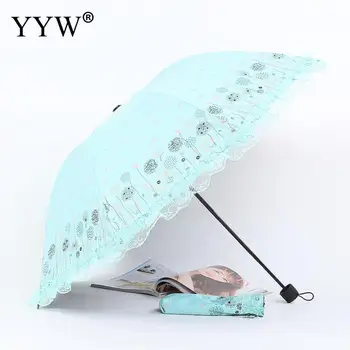 

Creative Folding Umbrella Lace Solid Color Pockets Umbrellas Rain Women Parasol Kids Plastic Paraguas Umbrella Machine Ambrella