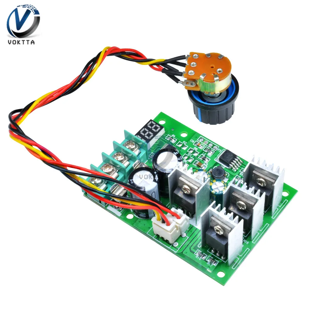 С источником питания от постоянного тока, 6-60V 30A регулируемый светодиодный цифровой электродвигательного привода Модуль pwm контроллер скорости двигателя постоянного тока Управление 12V 24V 36V