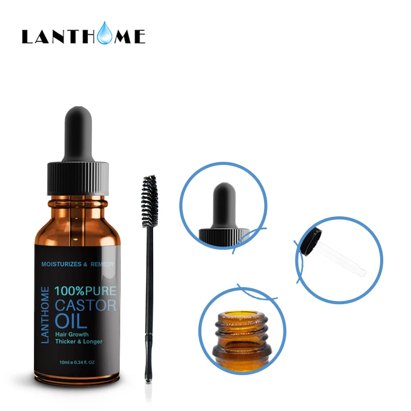 Black Essential LANTHOME Oil Castor Organic Eyelash Growth Eyebrow Enhancer Serum Lash Lift Hair_voghion.com