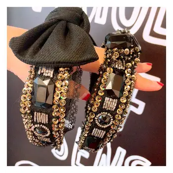 

Korea Baroque Hand Made Beading Gemstone Retro Hairbands Diamond Hair Accessories Hair Bows Flower Crown Headbands For Women 4